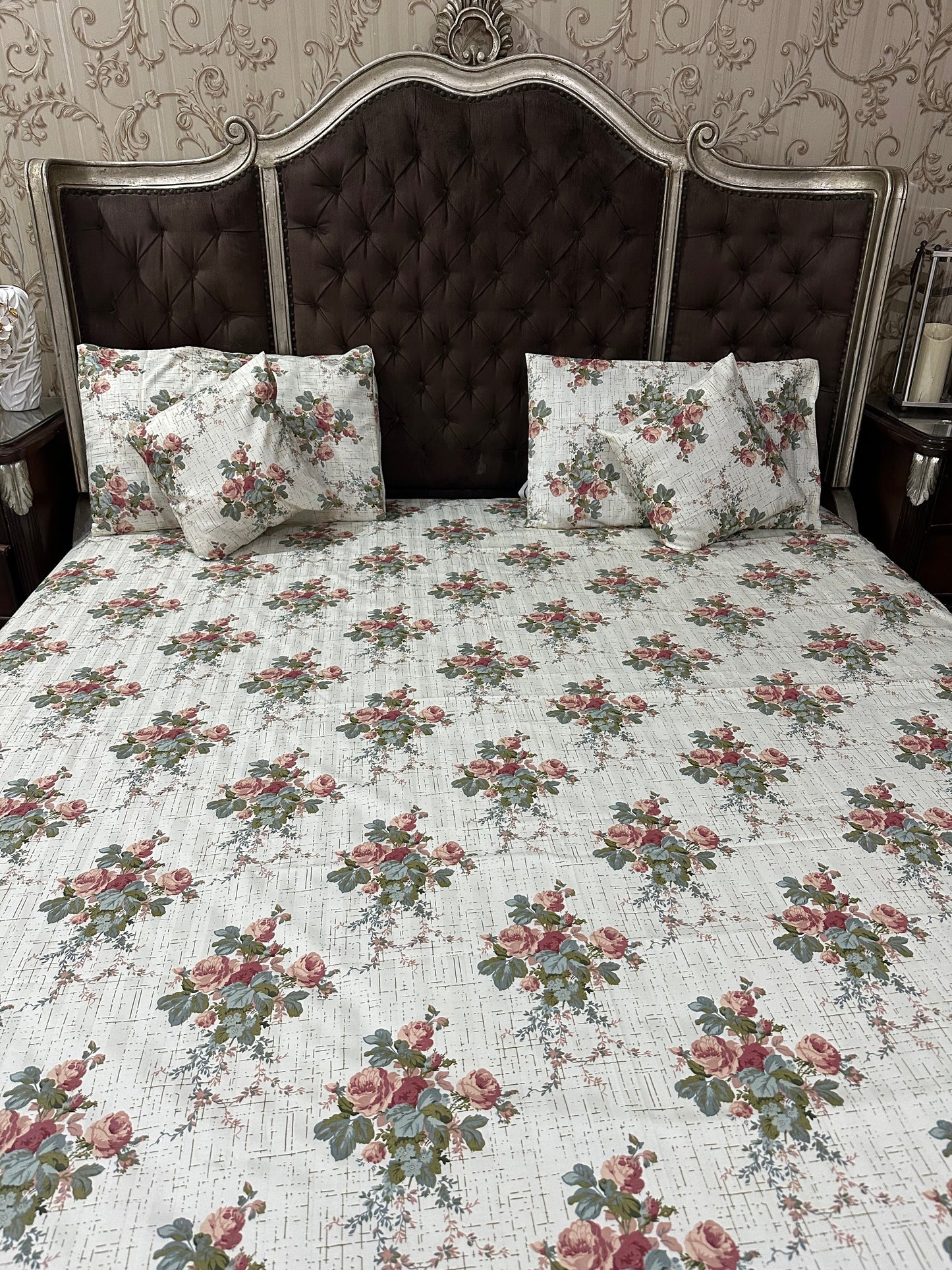 Cotton - Satin Fitted bedsheet 5 pieces