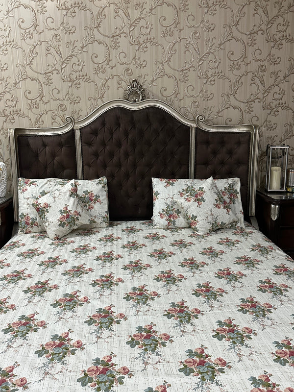 Cotton - Satin Fitted bedsheet 5 pieces